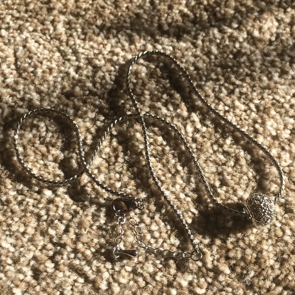 Silver Bejeweled Round Pendent Necklace - Picture 3 of 3